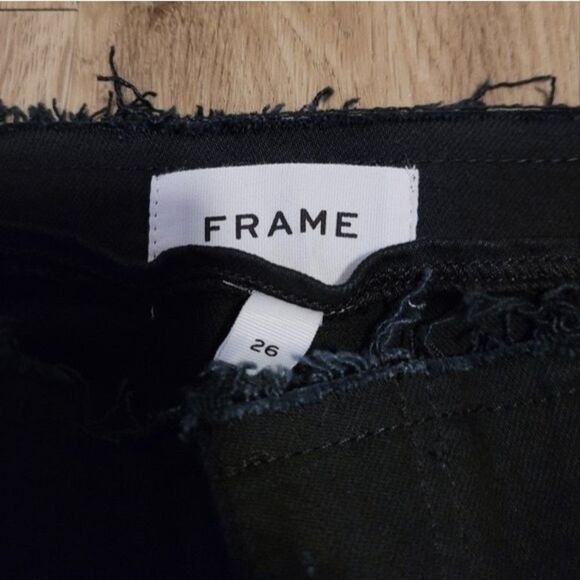 Frame Cut Off Raw Waist Slit Hem Mini Boot Jeans Women's 26 Black Grunge - Picture 7 of 12